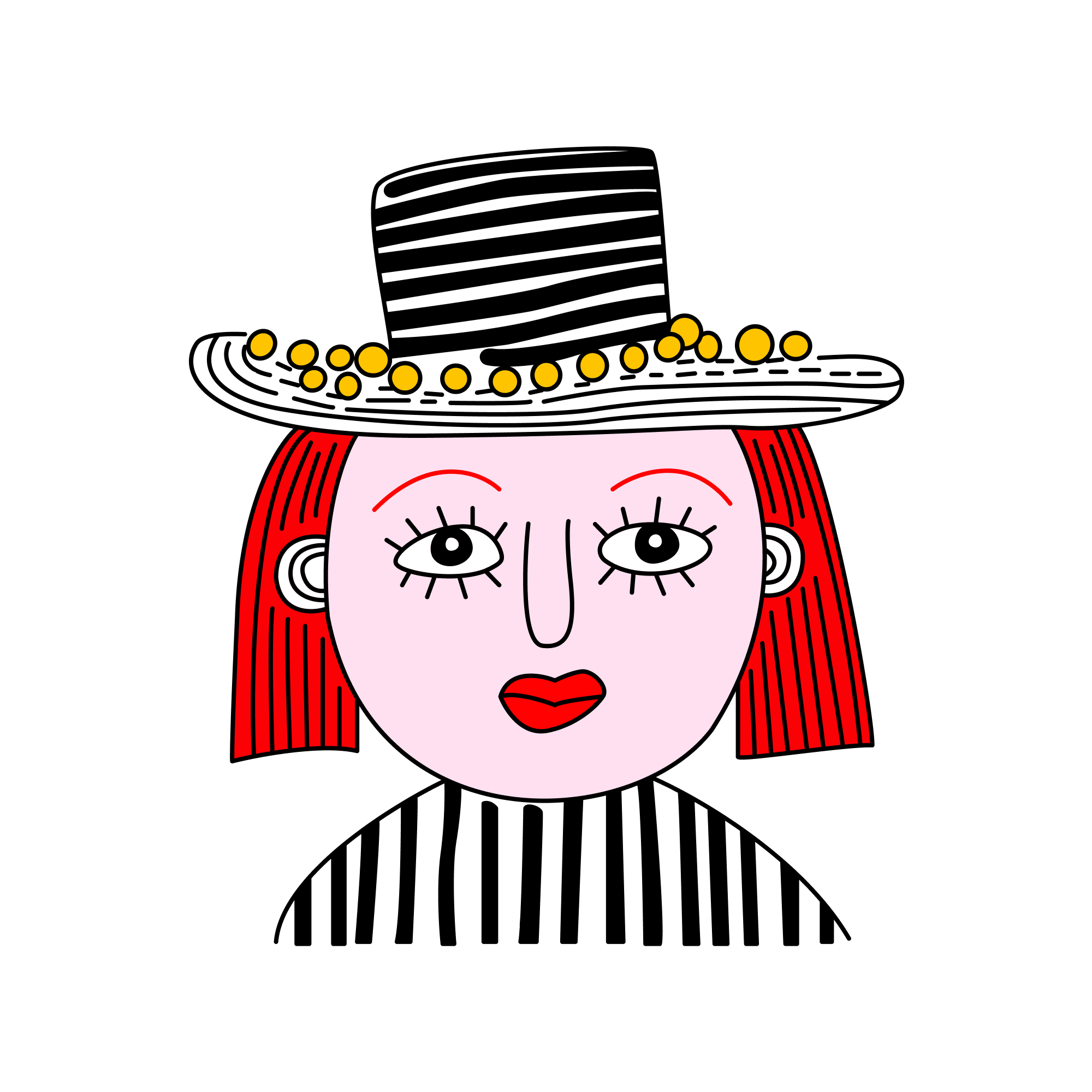 Striped Hat Lady_filled